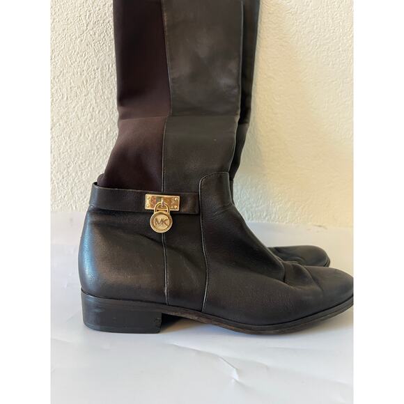 Michael Kors Hamilton Knee High Brown Leather Boots Shoes Women 6M Read - Picture 4 of 15
